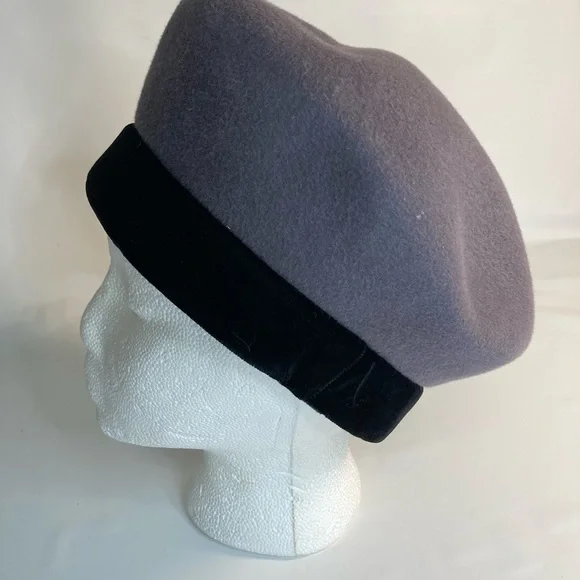 Vintage Betmar Wool Hat Wide Brim Black Silk Scarf Chic Elegant Vintage Betmar Wool Felt Fedora Style Hat With Attached  main image 4